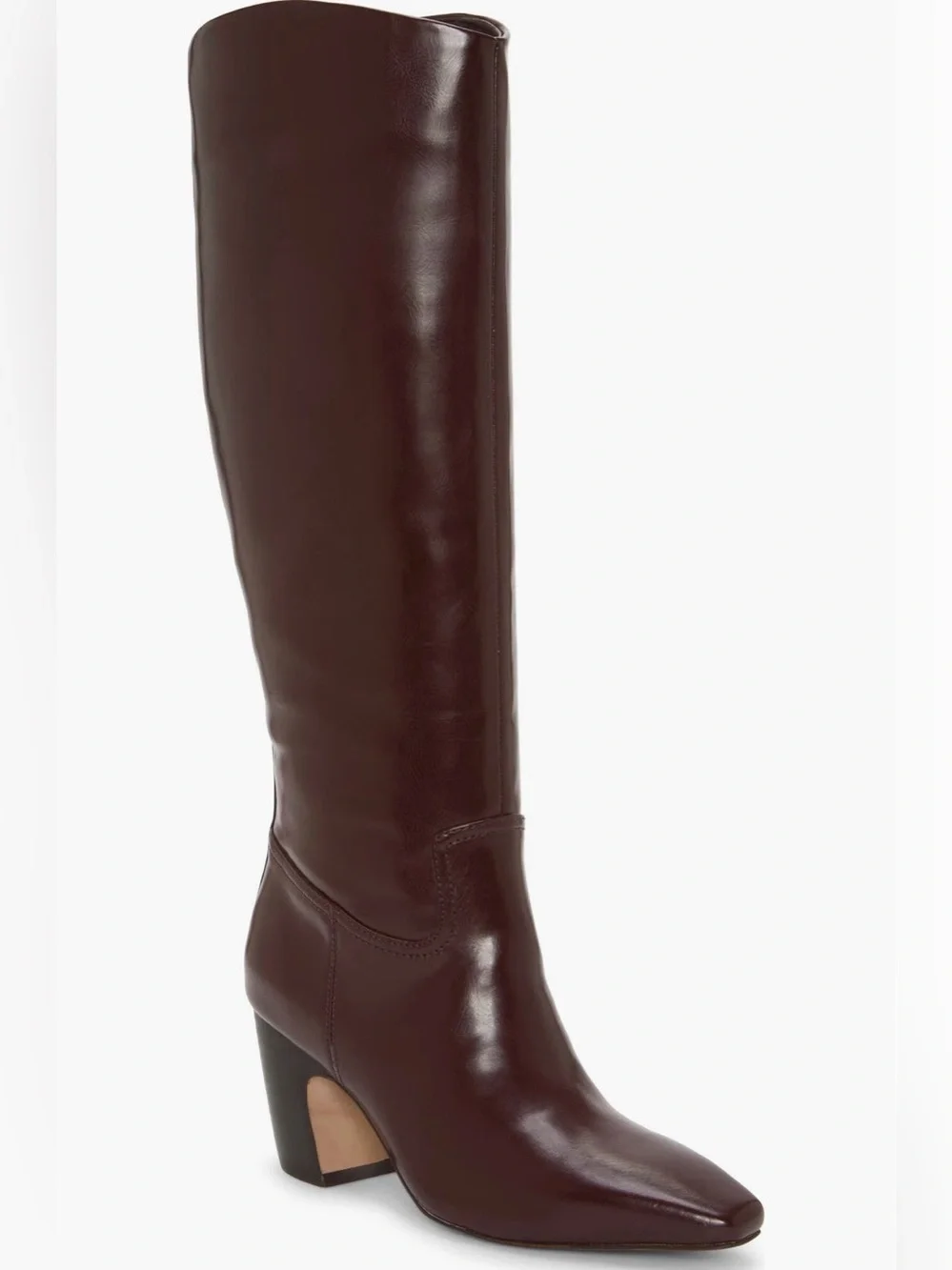 Vince Camuto Cristen  Leather Boot Wide Calf in Rich Mahogany
